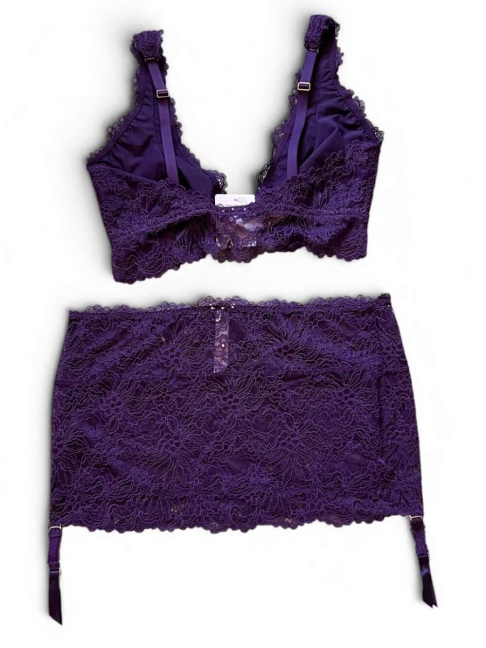 Savage X Fenty NEW Romantic Corded Lace Bralette & Garter Skirt Size 2X - Picture 8 of 15